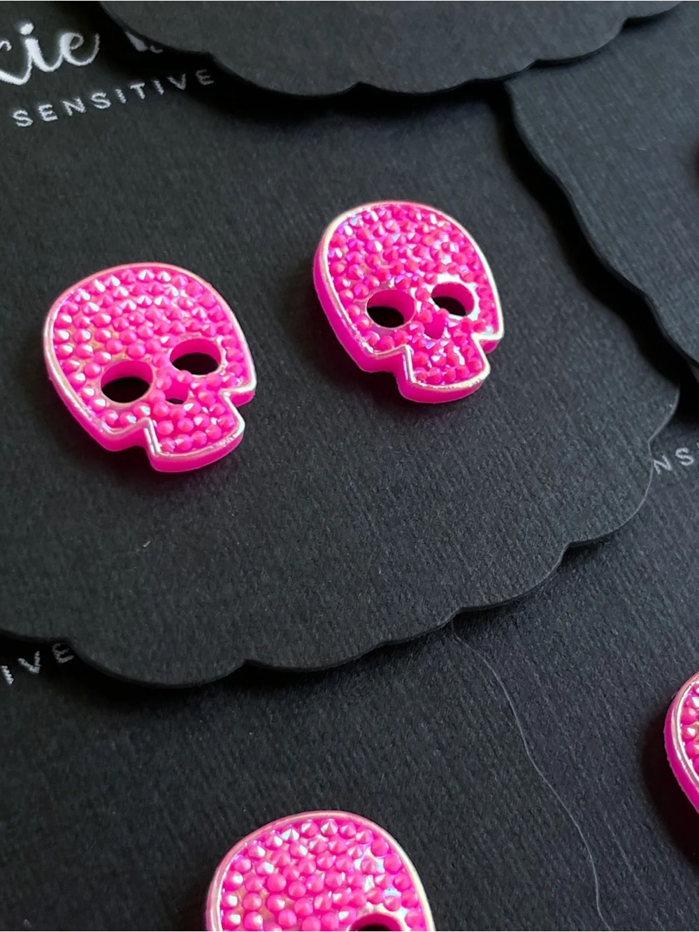 Pink Skull Stud Earrings - Sensitive Skin Friendly